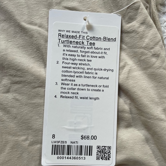 NWT Lululemon Relaxed-Fit Cotton-blend turtleneck tee - Picture 5 of 5